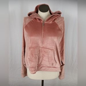 Victoria's Secret hooded sweatshirt, pink velvet zip up with pockets XXL